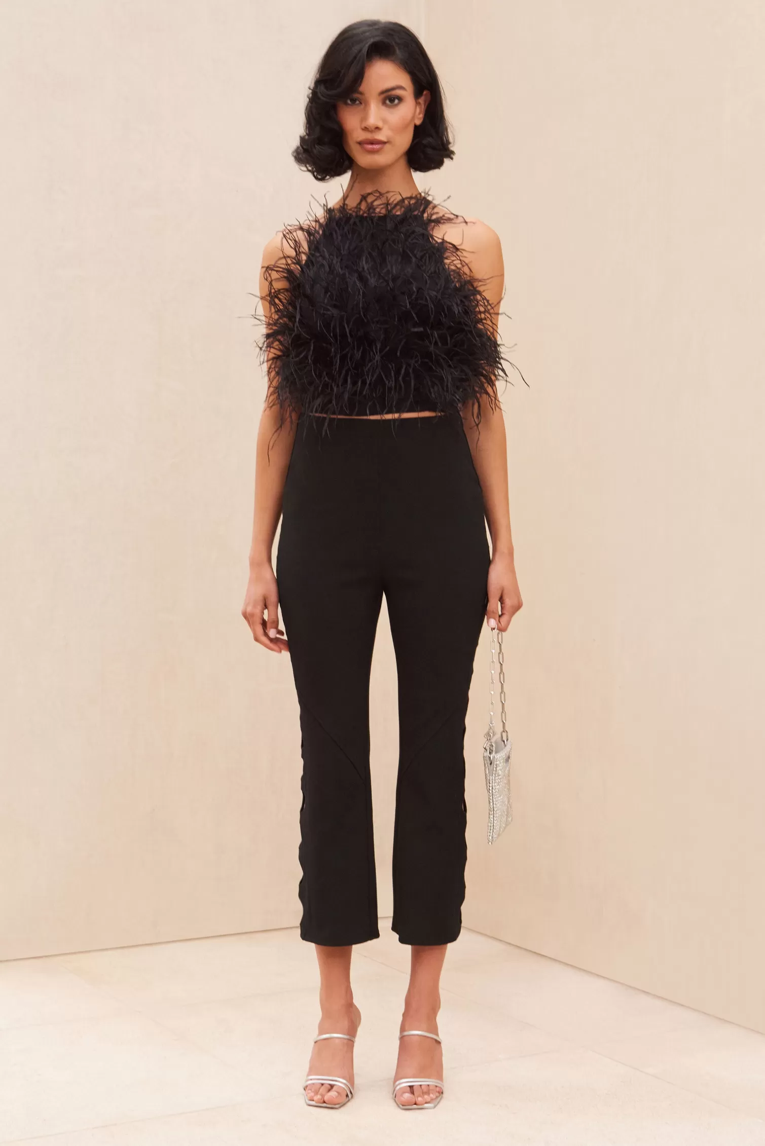 Shop JOEY FEATHER TOP - BLACK Tops